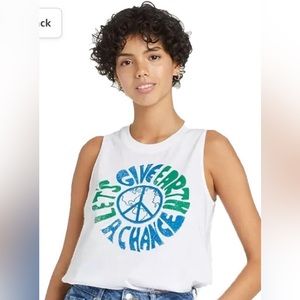 Modern Lux Women's White Let's Give Earth A Chance Sleeveless Tank Top